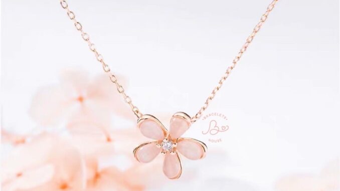 สร้อยคอเงินแท้ Pink Flower ✿ ส่งฟรี EMS !