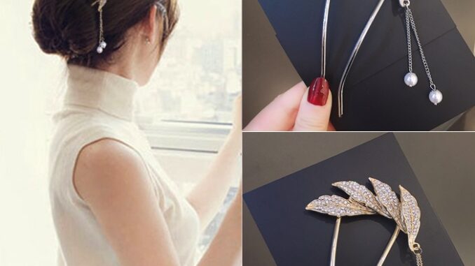 กิ๊บติดผมรูปตัว U ประดับไข่มุก Rhinestone รูปตัวยูสง่างาม