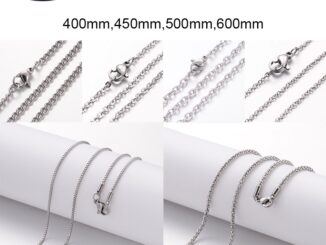 สร้อยคอโซ่ สเตนเลส 304 พร้อมตะขอก้ามปู สีสเตนเลส 40 ซม. ~ 50 ซม. 5-20 ชิ้น