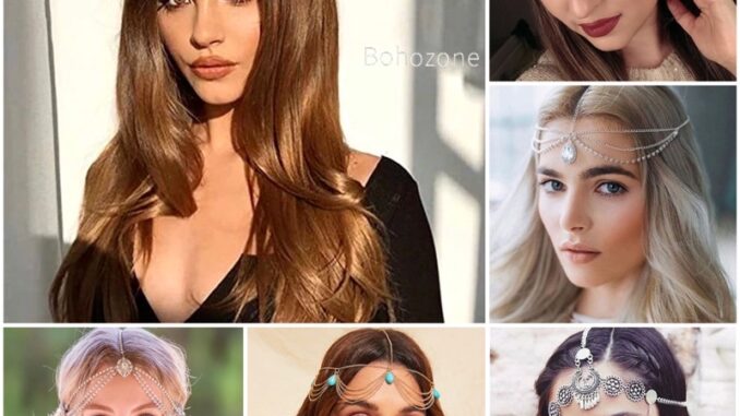 เครื่องประดับผม ( พร้อมส่ง ) สร้อยหน้าผากสายฝอ แบบห้อยเพชร  Bohemian