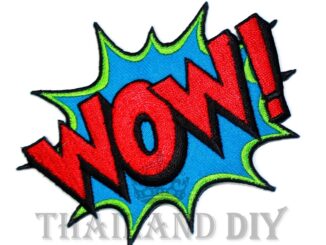 ตัวรีดติดเสื้อ ตัวรีดการ์ตูน ซุปเปอร์ฮีโร่ คำพูด WOW! Superhero Cartoon Comic Patch wop งานปัก DIY ตัวรีด อาร์มติดเสื้อ