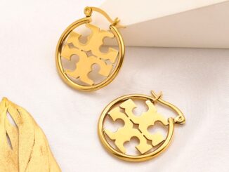 เครื่องประดับ ต่างหูสตั๊ด ไทเทเนียมเหล็ก รูปโลโก้ตัวอักษร Tory Burch แฟชั่นสําหรับผู้หญิง