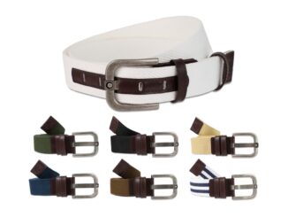 Louis Montini (Americo) เข็มขัดผ้าคอตตอน ผสมหนังวัวแท้ เข็มขัดผ้าใบ ผ้าแคนวาส Canvas Belt MCT22