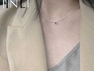 Jinli เครื่องประดับแฟชั่นสร้อยคอจี้อัลลอยสีเงินสีเขียวสําหรับผู้หญิง