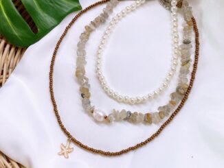 สร้อยหินธรรมชาติไหมทอง สร้อยมุก สร้อยปลาดาว