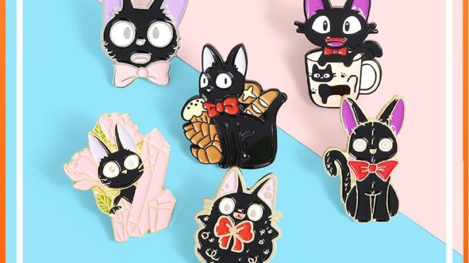 6 Style Kawaii Kiki's Delivery Service Cartoony Lapel Hard Enamel Pins Bag Lapel Pin Cartoon Badge Jewelry Gift for Kids Friends