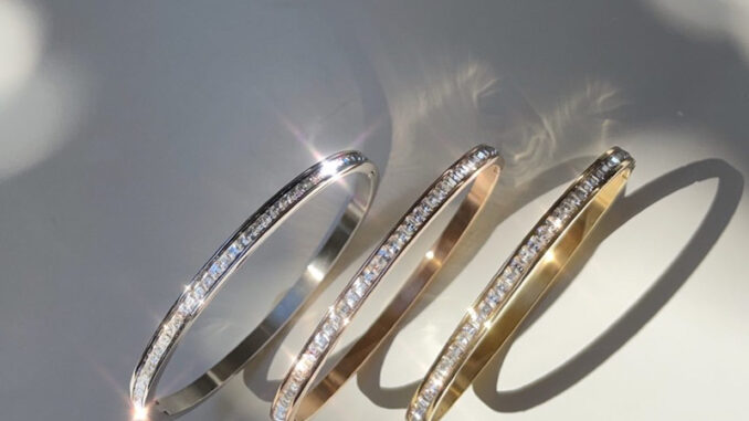 Margarita Half Circle Diamond Stainless Bangle