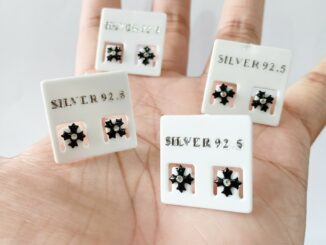 ต่างหูเงินแท้ earrings 92.5% เงินแท้ (ใบพัดพ่นดำ)