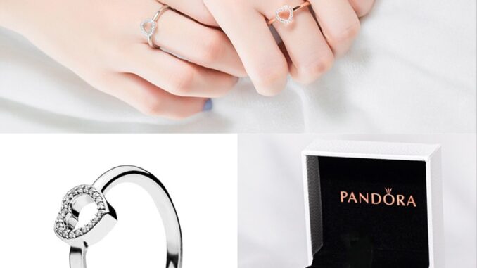 Pandora แหวนเงิน 925 ประดับเพชร เพทาย รูปหัวใจ สไตล์คลาสสิก สําหรับผู้หญิง งานแต่งงาน