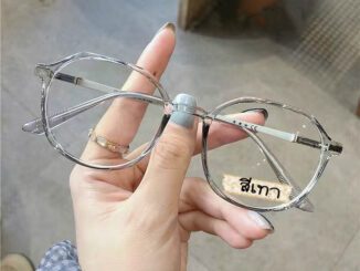 แว่นสายตาสั้นกรองแสงคอมและมือถือ 50ถึง-600 เลนส์ (  MULTICOAT ) ทรงขอบหยัก กรอบพร้อมเลนส์