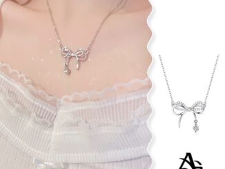 A HELLO GIRL สร้อยคอโซ่ จี้โบว์ ประดับเพชรน่ารัก แฟชั่นเรียบง่าย สไตล์เกาหลี สําหรับผู้หญิง