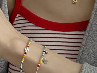 สร้อยข้อมือสร้อยข้อมือแหวนสร้อยข้อมือลูกปัดสีหน้ายิ้มสไตล์วินเทจ Boho