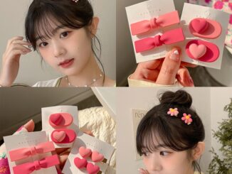 ชุดกิ๊บติดผม รูปหัวใจ ประดับโบว์ และดอกไม้น่ารัก สีชมพูหวาน แบบเรียบง่าย เครื่องประดับ สําหรับผู้หญิง