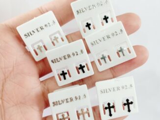 ต่างหูเงินแท้ cross earrings 92.5% เงินแท้ (กางเขน)