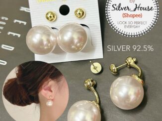 ต่างหูเงินแท้ 92.5% Front&Back ห้อยมุก16mm. ชุบสีทอง สวยหรูมากค่ะ