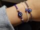 KORYES Unisex Evil Eye Bracelet Handmade Korean Style Bracelet Gift For Women Pearl Flower Colorful Pendant Good Luck Vintage Bead Chain