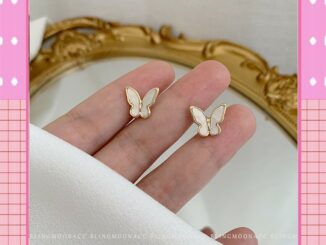 Boutiqueclothing168 ต่างหูเงิน 925 ประดับจี้รูปผีเสื้อ ขนาดเล็ก สำหรับผู้หญิง