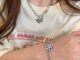Korea Checkerboard Love Pendant Hollow OT Chain Necklace Female Bracelet