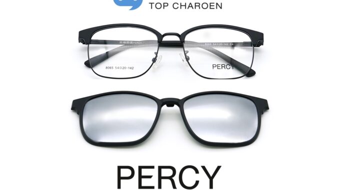 PERCY แว่นสายตาทรงเหลี่ยม 8065-C4  size 54 พร้อมคลิปออนกันแดด By ท็อปเจริญ