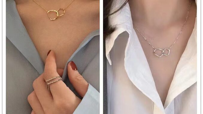 [YY] สร้อยคอโซ่ จี้แหวนคู่ สไตล์เกาหลี เรียบง่าย เครื่องประดับ สําหรับผู้หญิง