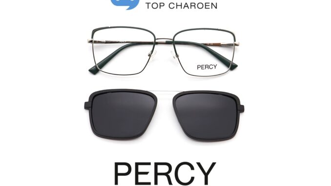 PERCY แว่นสายตาทรงเหลี่ยม B23119-C6 size 56 พร้อมคลิปออนกันแดด By ท็อปเจริญ PERCY แว่นสายตาทรงเหลี่ยม B23119-C6 size 56 พร้อมคลิปออนกันแดด By ท็อปเจริญ