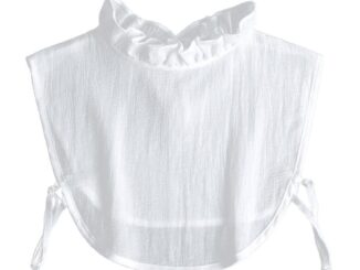 Out เสื้อเชิ้ตคอปกแต่งระบายสีขาวสําหรับผู้หญิง