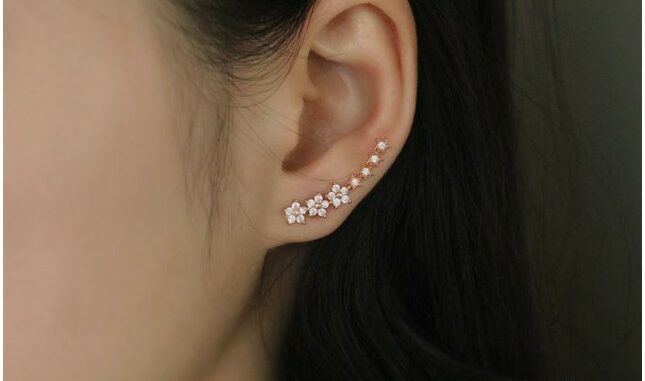 [SE434] ต่างหูเงินแท้ 92.5%   รูปดอกไม้และดวงดาว ประดับเพชร CZ สวยหวานมาก ไม่ผสมนิกเกิ้ล 925 minimore
