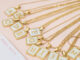 pearly alphabet necklace [gold] สร้อยคอตัวอักษรจี้เหลี่ยม