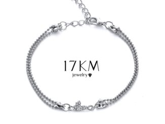 17KM เครื่องประดับ สร้อยข้อมือ สายโซ่ ประดับคริสตัล รูปผีเสื้อ สําหรับผู้หญิง
