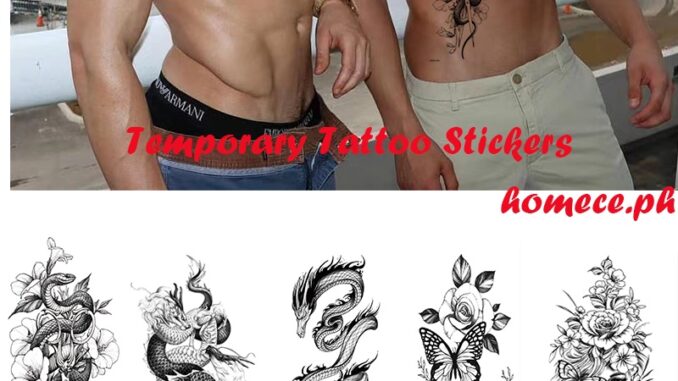 สติกเกอร์รอยสักชั่วคราว ลายงู ดอกไม้ สีดํา กันน้ํา สําหรับผู้ชายและผู้หญิง