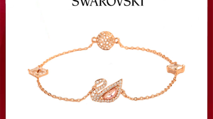 THAI Swarovsk กำไล แท้ กำไลข้อมือ สร้อยข้อมือ DazzlingSwan Bracelet เพชรสีชมพู สร้อยข้อมือคริสตัล ของแท้ 100%