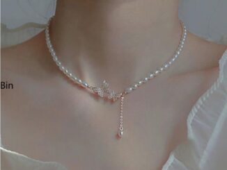 สร้อยคอ จี้ผีเสื้อ ประดับไข่มุก สไตล์เรโทร สําหรับผู้หญิง