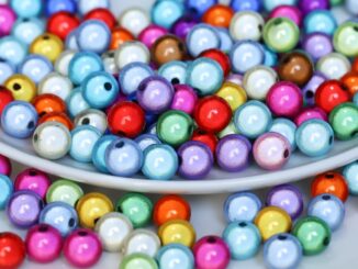 4-6mm ลูกปัดสะท้อนแสง เลเซอร์จำลองไข่มุก ลูกปัดมุก เรืองแสง 50 ชิ้น/แพ็ค
