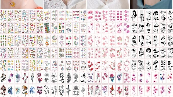 สติกเกอร์รอยสักชั่วคราวพิมพ์ลายการ์ตูนป้องกันน้ําแบบ Unisex สีดํา