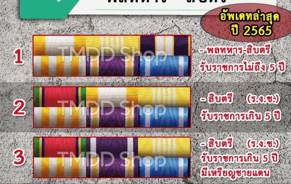 PT65  แพรแถบทหาร พลทหาร - ยศสิบตรี อัพเดทใหม่ตามระเบียบล่าสุด ปี 2565