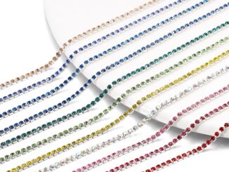 1 ชิ้น 2mm*1m กลิตเตอร์คริสตัล rhinestone โซ่สำหรับเย็บผ้า DIY เครื่องประดับแฟชั่น