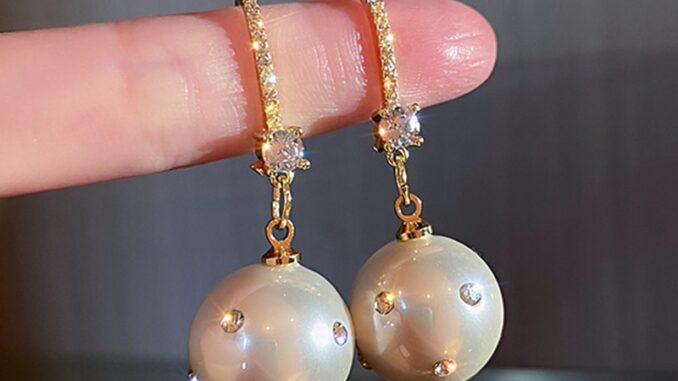 ต่างหูเข็มเงิน S925 ทองแท้ 14K ประดับมุกคริสตัล ขนาดใหญ่ คุณภาพสูง เครื่องประดับแฟชั่น สําหรับผู้หญิง