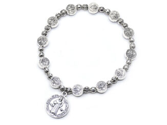 Vatican Faith Saint Benedict สร้อยข้อมือลูกปัดโลหะ เครื่องประดับคาทอลิก