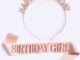 ที่คาดศีรษะผ้าซาตินกลิตเตอร์ตัวอักษร Happy Birthday + ผ้าคาดศีรษะวันเกิด