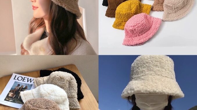 หมวกขนแกะ ขนเทียม ทรงบักเก็ต พร้อมส่งจากไทย