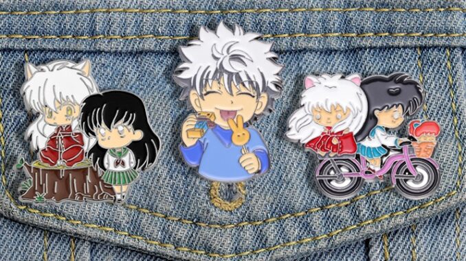 เข็มกลัดโลหะ รูปการ์ตูนอนิเมะ Inuyasha and Higurashi Kagome น่ารัก สไตล์ญี่ปุ่น อุปกรณ์เสริม สําหรับตกแต่งเสื้อผ้า