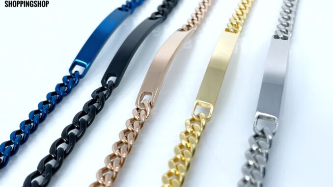 236 สร้อยข้อมือสแตนเลสป้ายสลักขนาดกว้าง 5.5mm ฟรีสลัก (สลักอักษรโปรดแจ้งแบบfontในแชท) มี5สี สแตนเลสแท้ สีสด ไม่ลอกไม่ดำ