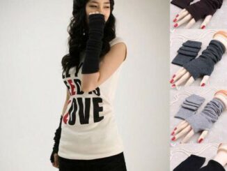 ☺♡ แขนถักผู้หญิงแขนยาวลายนิ้วมือยาวสวมใส่สบายถุงมือยางยืด