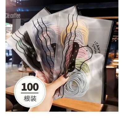 ยางรัดผมขนาดใหญ่สไตล์เกาหลีสําหรับผู้หญิง 100 ชิ้น/ชุด