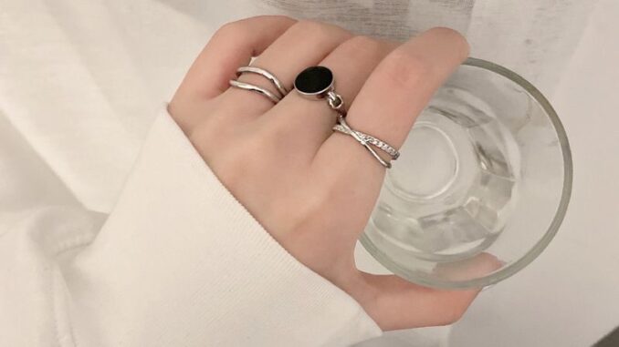 พร้อมส่งค่ะ ขาว/ดำชุดเซ็ตแหวน3วงปรับได้ #F0004