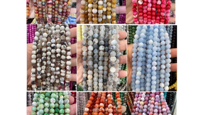 ลูกปัดหินธรรมชาติ 8 มม. สําหรับทําเครื่องประดับสร้อยข้อมือ