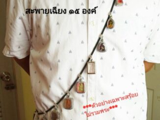 สร้อยพระ ๑๕ องค์สะพายเฉียง ความยาวมาตรฐาน ๕๒ นิ้ว เชือกร่มหนา ๔ มิล ใส่สบายไม่หนักบ่าทางร้านออกแบบเอง