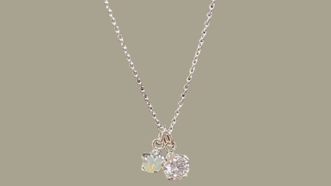 SissyJewelry // สร้อยคอเงินแท้ รุ่น couple mini chain(พลอยกลมขาว 5mm + กลม4mm) )  Free gift box