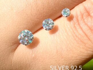 ต่างหูเงินแท้ เพชรสวิส CZ (SILVER 92.5) กลม งานไทยแท้