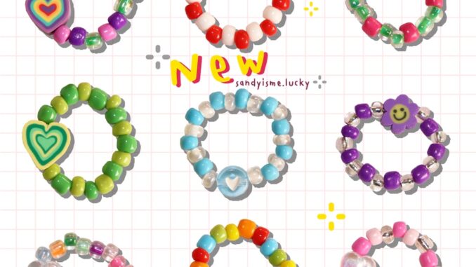 แหวนลูกปัดเอ็นยืด สีสันสดใส Free size ( ขนาด 6 cm)